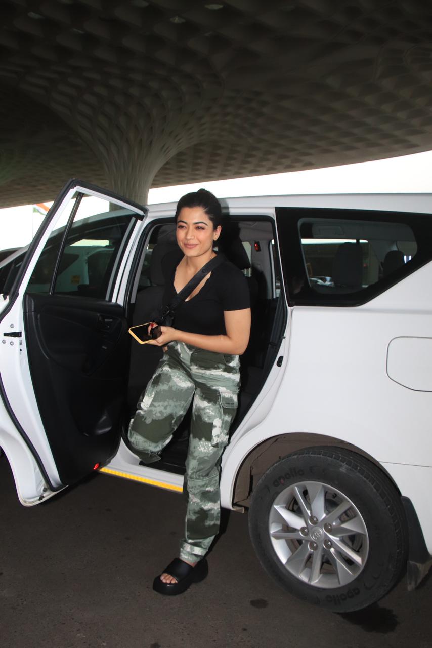 Stepping into the airport with an air of sophistication, Rashmika Mandana's airport look encapsulated both comfort and style.